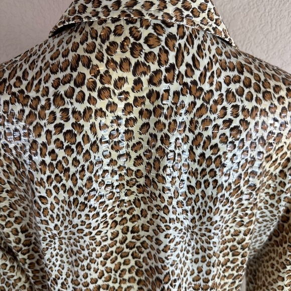 Exclusively Misook Brown Leopard Print Full Zip Shiny Jacket SZ L - Picture 4 of 5